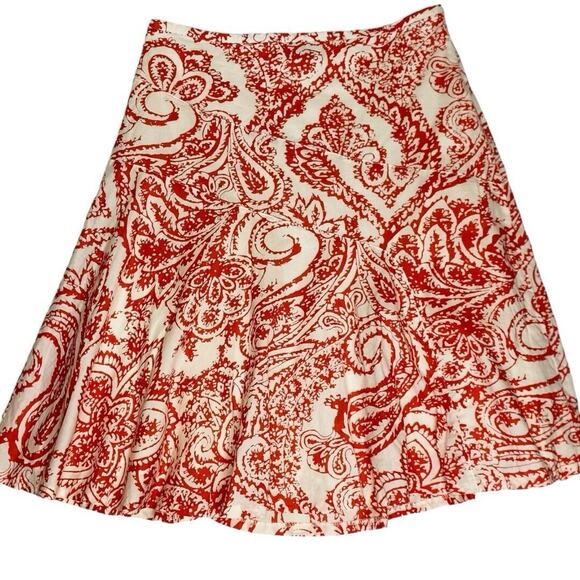 GAP Paisley A-Line Skirt 8‎ Cotton Casual Office Boho Chic Cottage Retro Summer - Picture 1 of 9